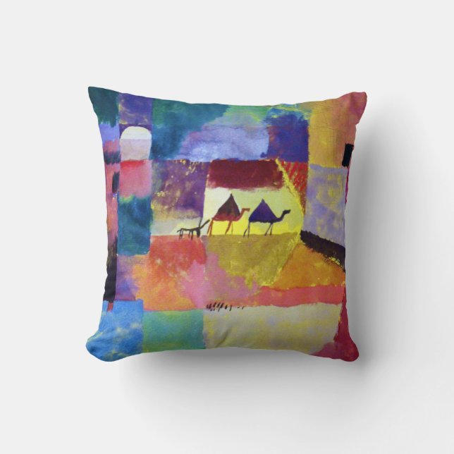 Landscape with Camels, Paul Klee Throw Pillow (Front)
