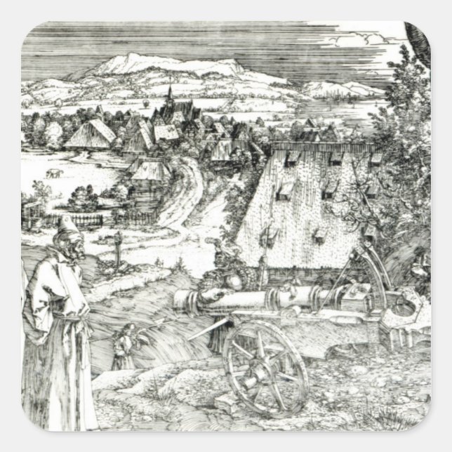 Landscape with Cannon, 1518 Square Sticker (Front)