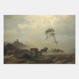 Landscape with Castle Ruins and Horse Riders Wrapping Paper Sheet