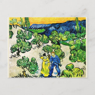 Landscape with Couple Walking and Crescent Moon Postcard