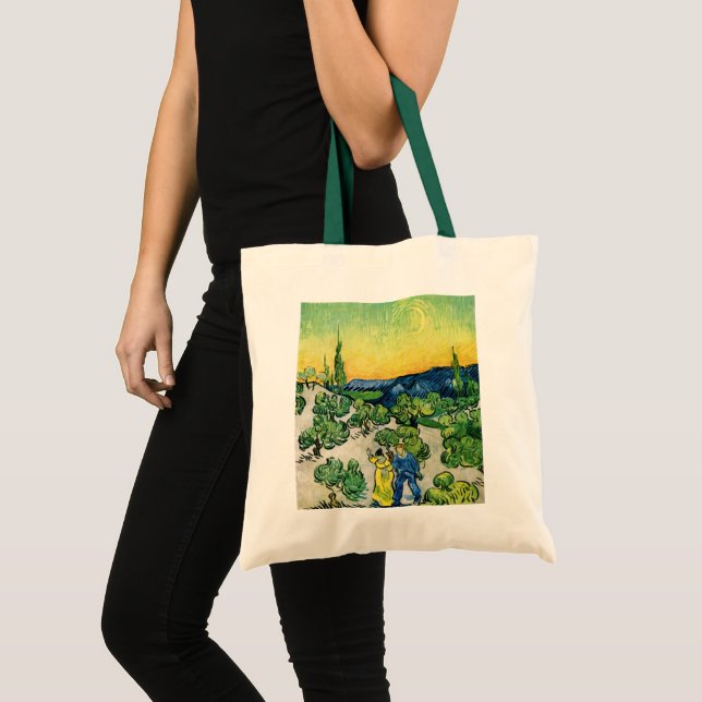 Landscape with Couple Walking by Vincent van Gogh Tote Bag (Front (Product))
