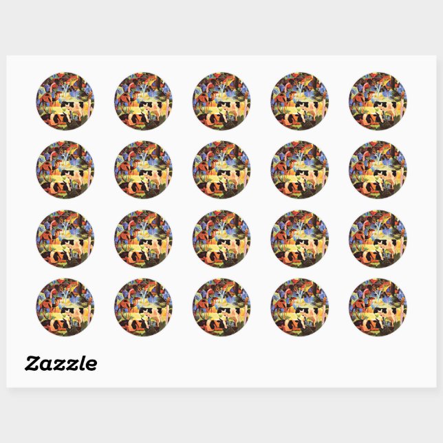 Landscape with Cows and a Camel, Classic Round Sticker (Sheet)