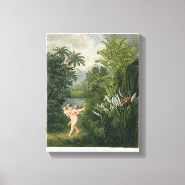 Landscape with Cupid aiming an arrow at a Parrot o Canvas Print (Front)