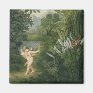Landscape with Cupid aiming an arrow at a Parrot o Magnet