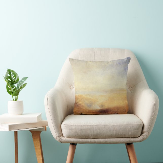 Landscape with Distant River Bay by Joseph Turner Throw Pillow (Chair)