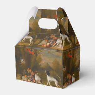 Landscape with exotic birds and two dogs favor box