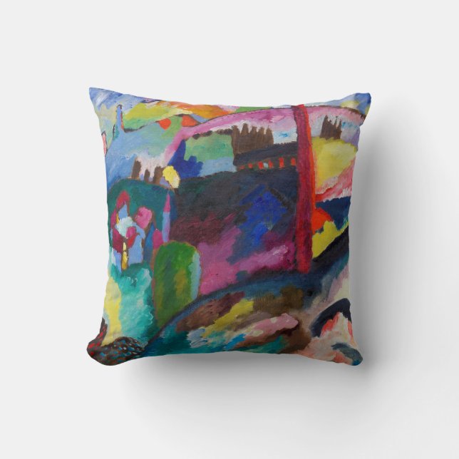 Landscape with Factory Chimney, Wassily Kandinsky Throw Pillow (Front)