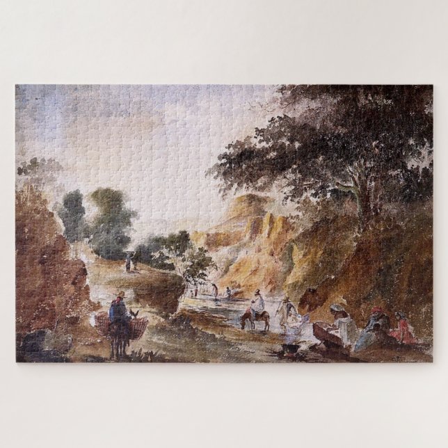 Landscape with Figures by a River 1853–1854 - C.P Jigsaw Puzzle (Horizontal)