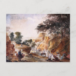 Landscape with figures by Camille Pissaro Postcard