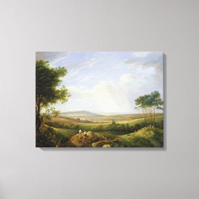 Landscape with Figures (oil on panel) Canvas Print (Front)
