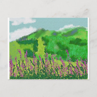Landscape with Flowers Art Postcard