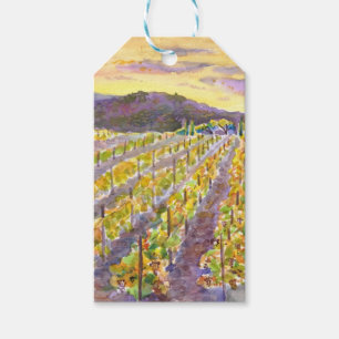 Landscape with grape harvest. Watercolor art Gift Tags