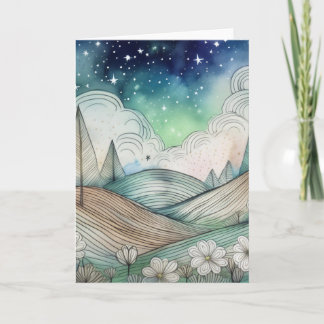 Landscape with green and beige colours  card