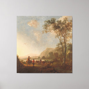 Landscape with Herdsmen and Cattle, Aelbert Cuyp, Canvas Print