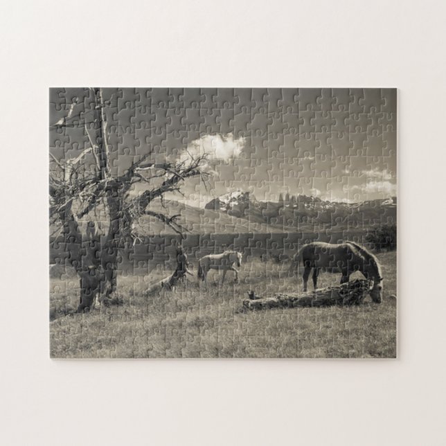 Landscape with horses jigsaw puzzle (Horizontal)
