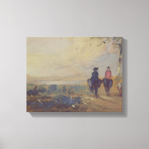 Landscape with Lake and two Figures Riding, previo Canvas Print