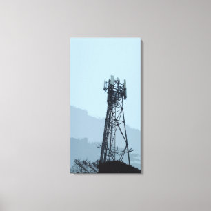 Landscape with Mobile Signal Tower. Canvas Print