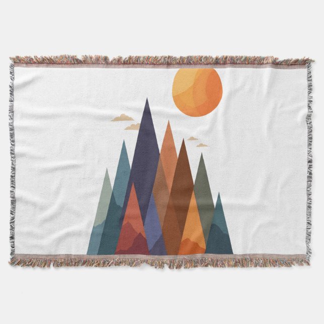 Landscape With Mountains and Sun Throw Blanket (Front)