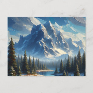 Landscape with Mountains, Trees and Lake,  Postcard