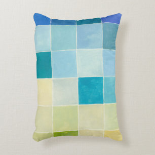 Landscape with Multicolored Pixilated Squares Accent Pillow