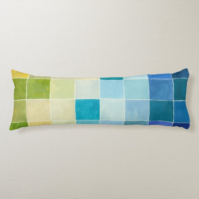 Landscape with Multicolored Pixilated Squares Body Pillow (Front)