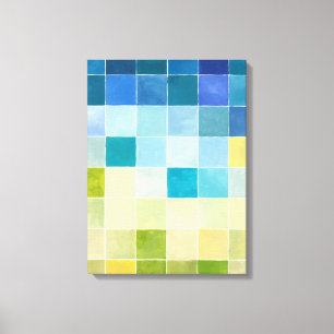Landscape with Multicolored Pixilated Squares Canvas Print