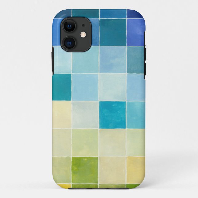 Landscape with Multicolored Pixilated Squares Case-Mate iPhone Case (Back)
