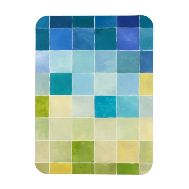 Landscape with Multicolored Pixilated Squares Magnet (Vertical)