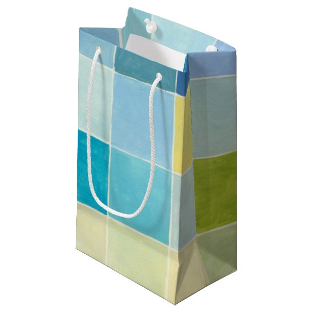 Landscape with Multicolored Pixilated Squares Small Gift Bag (Front Angled)