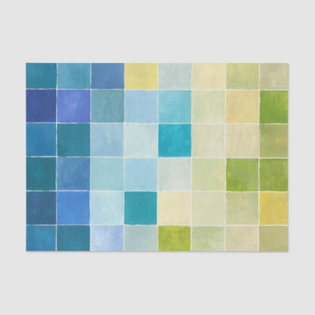 Landscape with Multicolored Pixilated Squares Tissue Paper (Front)