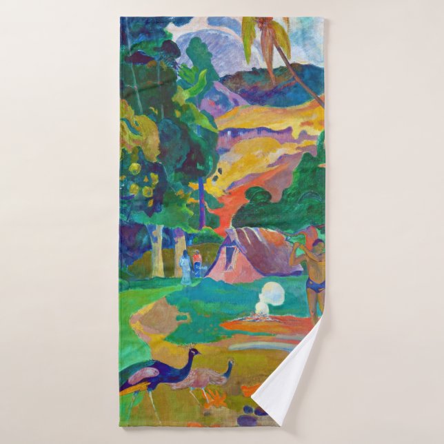Landscape with Peacocks, Gauguin Bath Towel (Bath Towel)