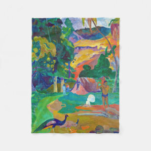 Landscape with Peacocks, Gauguin Fleece Blanket