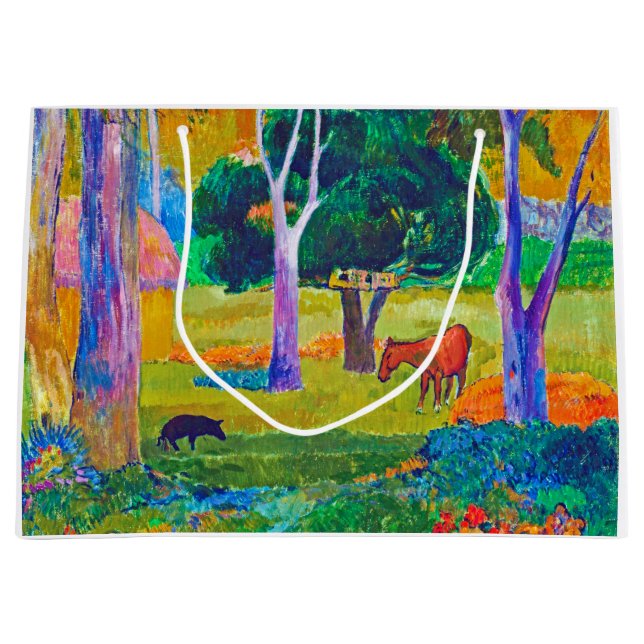 Landscape with Pig and Horse, Gauguin Large Gift Bag (Front)