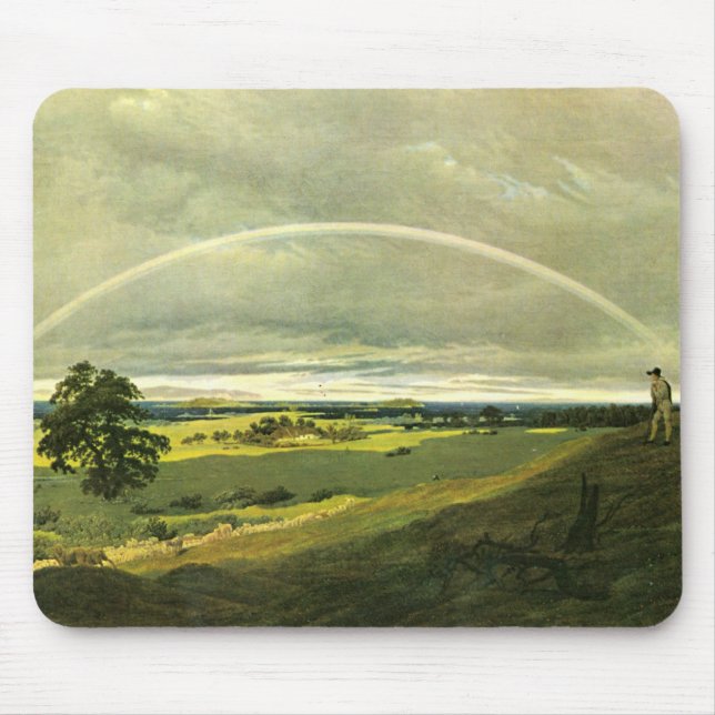 Landscape with Rainbow (by Caspar David Friedrich) Mouse Pad (Front)