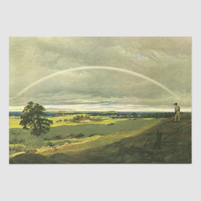 Landscape with Rainbow (by Caspar David Friedrich) Tissue Paper (Front)