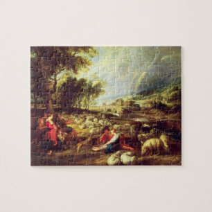 Landscape with Rainbow (oil on canvas) Jigsaw Puzzle