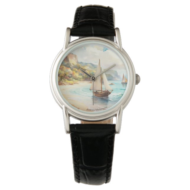 Landscape with sea and sailing ships watch (Front)