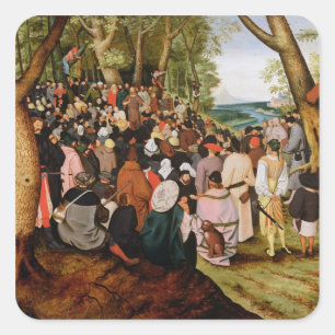 Landscape with St. John the Baptist Preaching Square Sticker