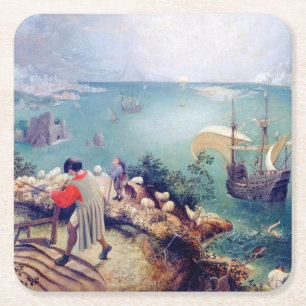 Landscape with the Fall of Icarus, Pieter Bruegel Square Paper Coaster