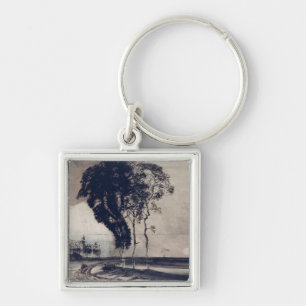 Landscape with Three Trees, 1850 Keychain
