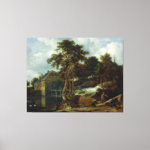 Landscape with watermill, Jacob Isaacksz. van Ruis Canvas Print