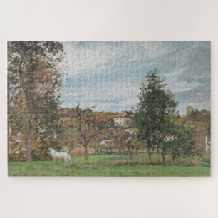 Landscape With White Horse in a Meadow Jigsaw Puzzle