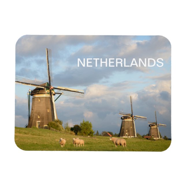 Landscape with windmills and sheep magnet (Horizontal)