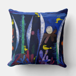 Landscape with Yellow Birds, Paul Klee Throw Pillow