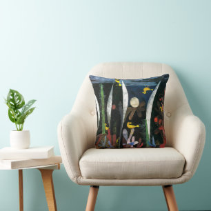 Landscape with Yellow Birds Paul Klee Throw Pillow