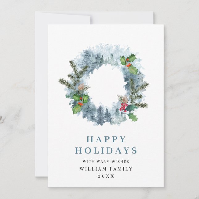 Landscape Wreath Holiday Christmas Party Greeting (Front)