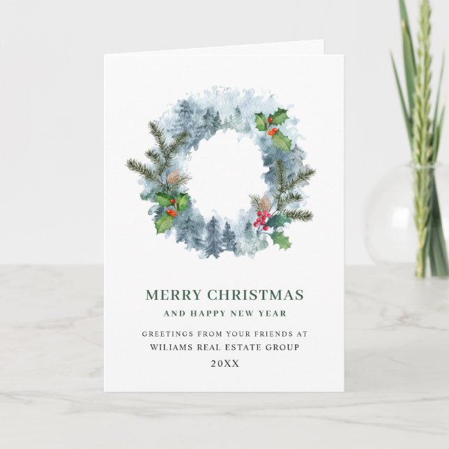 Landscape Wreath Holiday Corporate Greeting (Front)