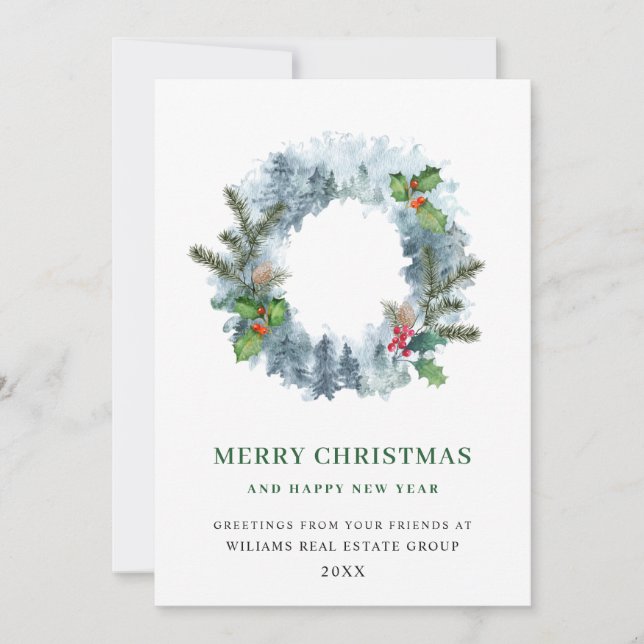 Landscape Wreath Holiday Corporate Greeting (Front)