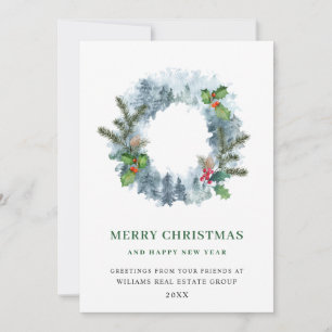 Landscape Wreath Holiday Corporate Greeting Card