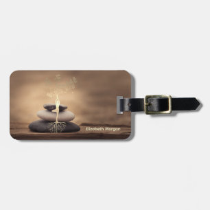 Landscape, Zen Stones Brown Luggage Tag